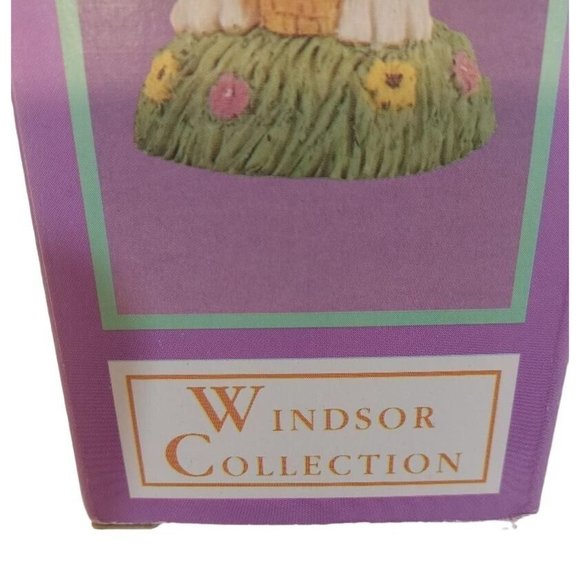 World Bazaars Male Bunny Rabbit 12" Ceramic Figurine Holding Green Flower Pot - Picture 3 of 10